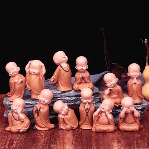 弥勒佛像小和尚摆件佛系禅意家居茶桌人物玩偶盆景造景装饰品茶宠