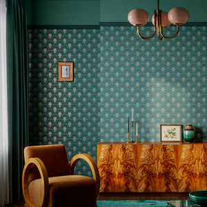 欧式古典田园艺术立体感扇形简约墙布酒店客厅卧室床头背景墙壁纸