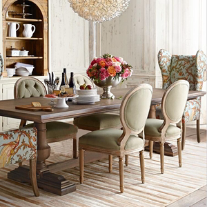 美式复古实木餐桌椅做旧客厅长条桌子工作台欧式别墅轻奢家用饭桌