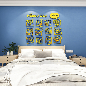 室床头男生小布置用品电视房间改造小物件背景墙面装饰品贴3d立体