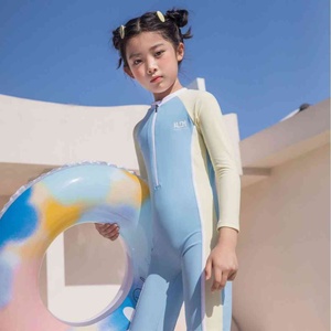 开心缘儿童游泳衣女童女孩连体温泉舒新款中大童训练运动泳装