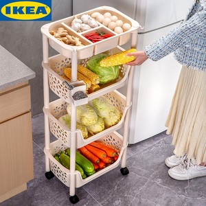 宜家厨房置物架多层收纳架子蔬菜篮落地柜零食小推车放菜筐多功能