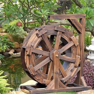 户外庭院竹子流水摆件工艺品手工定制水轮模型无限循环小水车玩具