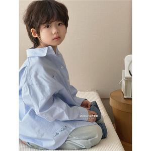 品质韩国童装男童衬衫春款2024新款夏天洋气儿童衬衣洋气女童上衣