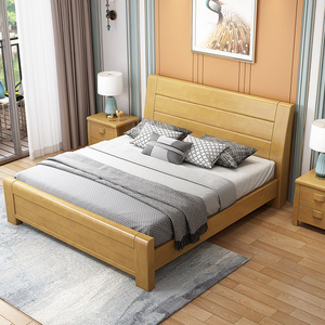 全友家居新中式实木床1.8米大床1.5M双人床经济型简约现代家具主