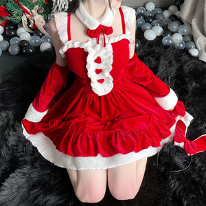 仙懿圣诞连衣裙新年红色甜美洛丽塔套装可爱纯欲风主播表演服装S1