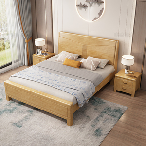 新品实木床1.5米双人床主卧1.2中式现代简约经济型高X箱床出租房