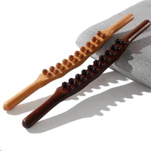 8/20 Beads Gua Sha Massage Stick Carbonized Wood Back Scrapp