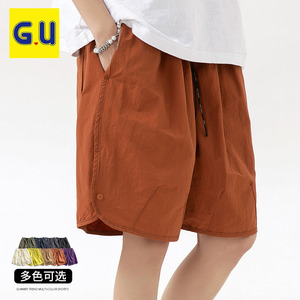 GU（服饰）旗舰店夏季薄款冰丝短裤男士宽松透气速干五分沙滩裤子