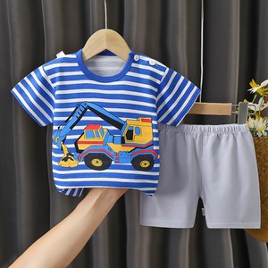巴拉巴柆清货儿童夏季纯棉两件套装男童时尚童装婴儿宝宝短袖短裤