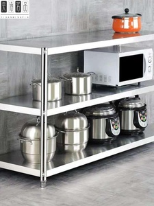 厨房置物架3多层不锈钢架子多功能收纳整理架家用微波炉烤箱货。
