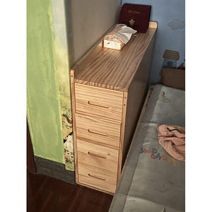 定做实木床头柜夹缝柜储物窄柜沙发边角柜卧室客厅收纳柜松木家具