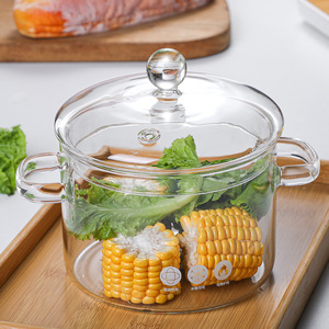 家用玻璃炖锅高硼硅加厚耐高温煲汤锅可明火加热水煮菜透明专用锅