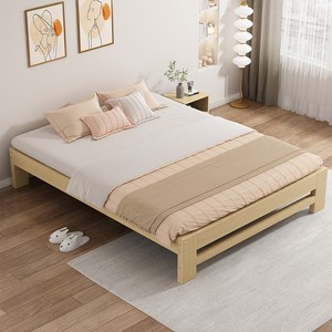 IKEA宜家实木床榻榻米1.5米无床头松木床1.8经济型出租房单人床架