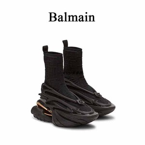 代购BALMAIN巴尔曼针织高帮运动鞋增高鞋空气鞋垫尖头鞋套筒袜靴