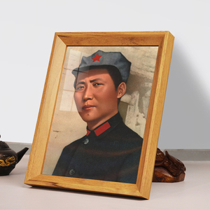 青年毛主席画像一九三六年毛泽东在陕北挂画挂像有带框相框摆台件