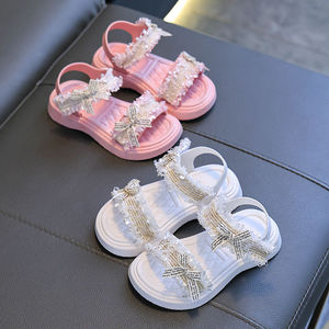 巴拉巴柆凉鞋女童鞋子夏季花朵公主女孩小中童软底儿童运动沙滩鞋