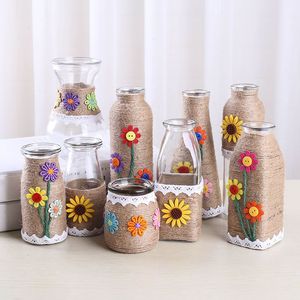 手工麻绳玻璃花瓶DIY材料幼儿园小学生创意手工作业教师节礼物