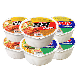 韩国进口农心牛肉味泡菜味小碗面*6碗杯面拉面方便面