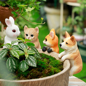 花园杂货花盆挂件可爱庭院阳台园艺装饰小动物摆件小白兔狐狸猫咪