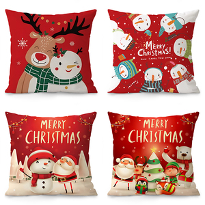 2024年雪人和麋鹿圣诞新年抱枕 圣诞节礼物可拆洗可爱靠垫枕套