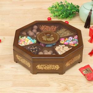 中式干果盒多功能家用水果盘木质糖果盒糖果盘零食盒子结婚喜糖盒