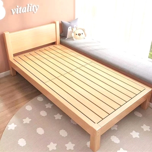 实木实用原木不喷漆小户型单人床成人儿童床可拼接卧室房间大床