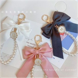 蝴蝶结挂件新款创意珍珠链钥匙扣女性时尚包包挂件汽车钥匙链个性