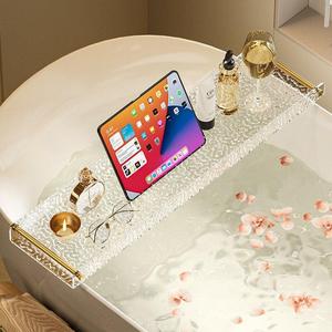 美杜浴室浴缸置物架卫生间泡澡洗澡间浴盆亚克力收纳架子网红透明