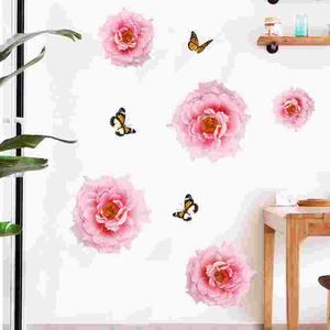 GS7158 花卉蝴蝶防水防撞客厅卧室装饰美化用现代风自粘贴画墙贴
