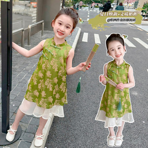 女童新中式连衣裙夏款中儿童国风小童改良旗袍今年流行的漂亮裙子