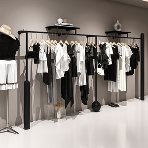 服装展示架上墙架潮流店铺专用黑色铁艺衣架陈列架女装店衣服货架