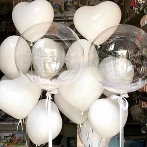 白色透明气球大波波球羽毛爱心生日表白告白求婚婚礼网红场景装饰