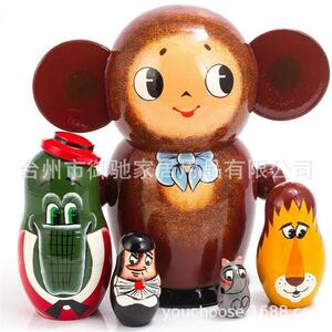 厂家俄罗斯套娃 动物猴子装饰嵌套娃娃 木制工艺品