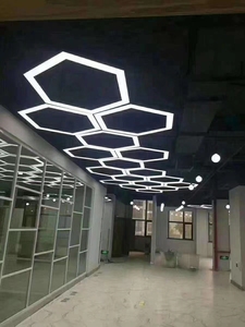 六边形造型吊灯创意个性蜂巢组合吸顶灯办公室商场健身房LED灯具