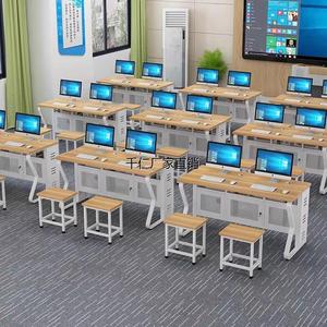 西藏新疆包邮学校机房电脑桌椅双人台式办公桌子微机室培训教室简
