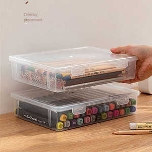 铅笔收纳盒大容量透明文具盒收纳笔筒装彩铅儿童蜡笔绘画素描笔袋