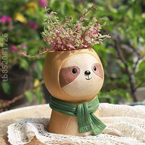 北多肉大熊猫?树懒造型口径创意小狮子花瓶动物盆栽精致花盆可爱