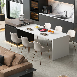岛台餐桌一体家用可伸缩高级厨房隔断导台定制储物式意式极简倒台