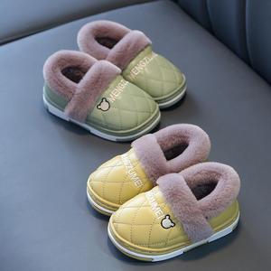 回力儿童棉拖鞋冬包跟家居保暖婴幼儿宝宝棉鞋亲子一家三口PU皮俏