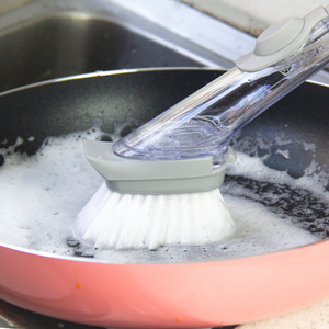 洗锅刷不粘油硬毛长柄清洁刷子洗碗海绵自动加液锅刷去污