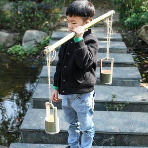 竹子水桶玩具小孩子戏水玩沙玩具竹水桶拎水竹玩具幼儿园童真玩具