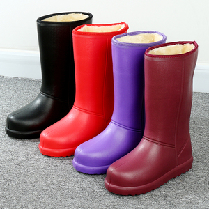 EVA泡沫雨靴冬季男女高筒防水鞋一体水靴加绒保暖棉雨鞋厨房防滑