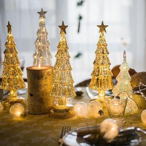 掬涵玻璃圣诞树发光小夜灯圣诞节礼物用品桌面摆件装饰气氛布置