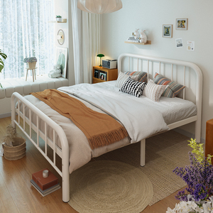 铁艺床简易现代家用双人床加粗加厚加固单人床出租房1.5米折叠床