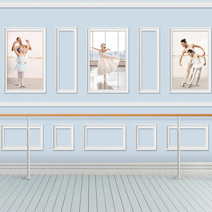 3d立体石膏线壁纸艺术培训学校前台背景装饰壁画芭蕾舞蹈教室墙纸