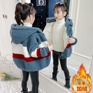 品商城同款韩系女童外套羊羔绒女孩加绒加棉中大童网红冬装毛毛衣