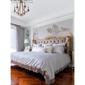 美克美家维也纳法式美式实木床软包雕花法式欧式床双人床高端大气