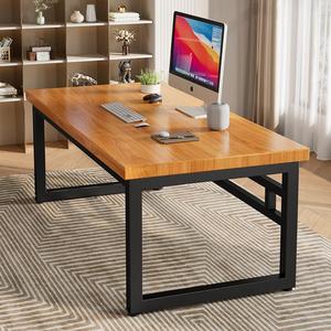 实木卧室电脑桌家用铁艺书桌实木办公桌现代简约工作台桌写字桌子