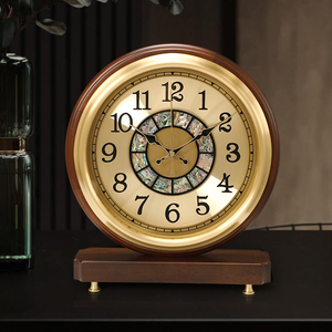 欧式台钟轻奢实木座钟家用台式钟表客厅复古桌面摆放坐钟装饰时钟